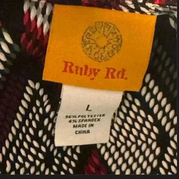 Ruby Rd Women's Geometric Long Sleeve Front Knot Blouse Size L Multicolor - Picture 5 of 5